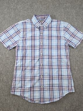 Relwen Short Sleeve Shirt Men's Size XS Plaid Check Button Down Chest Pocket EUC
